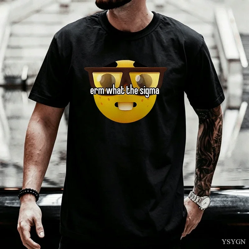 Erm What The Sigma Ironic T Shirt Weirdcore Nerd Tshirt Cotton Short Sleeve Graphic Tee Men Casual Round Neck Streetwear Tees
