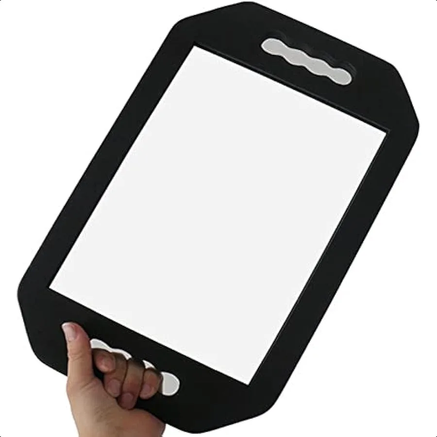 

Barber Mirror Handheld Foam Salon Large Foam Hand Mirror with Double Handle Square Barbershop Handheld Mirror Black