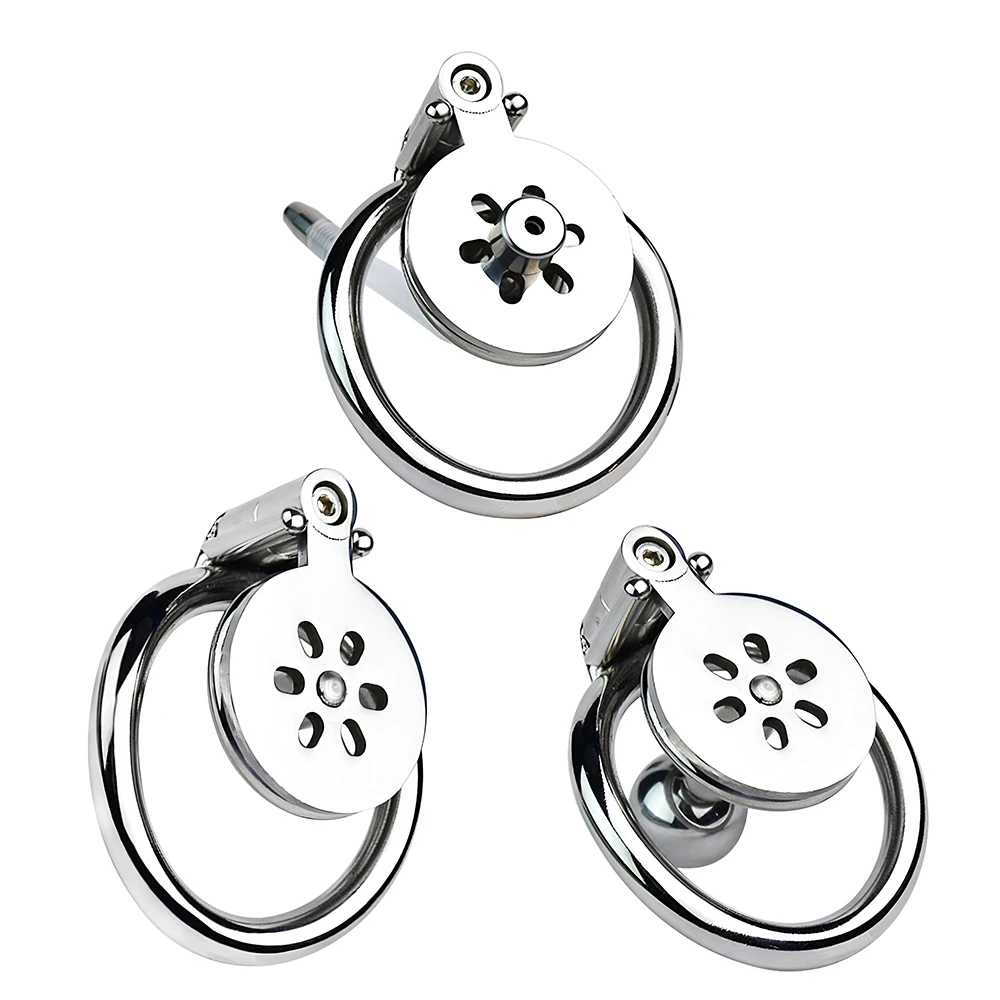 FRKO Metal Falt Inverted Sissy Chastity Cage Stainless Steel Hex Lockcock Cages Protaste Massager Ball BDSM Adult Products Men - view 2
