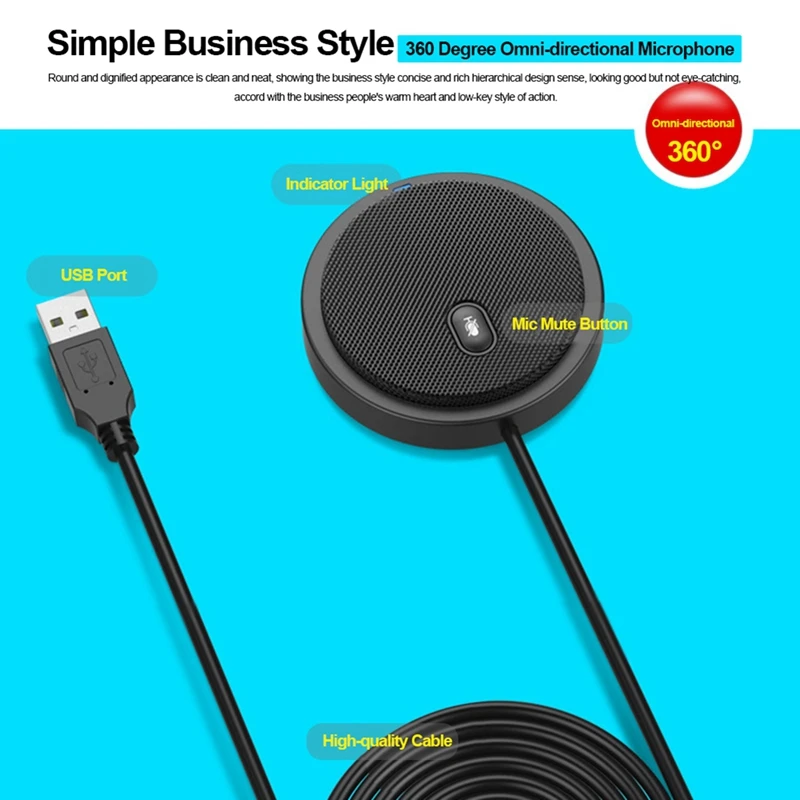 Omni-会議、ビジネス会議、コンピューター、ラップトップ、pc、ボイスチャット、ライブ、1個に適した指向性USBマイク