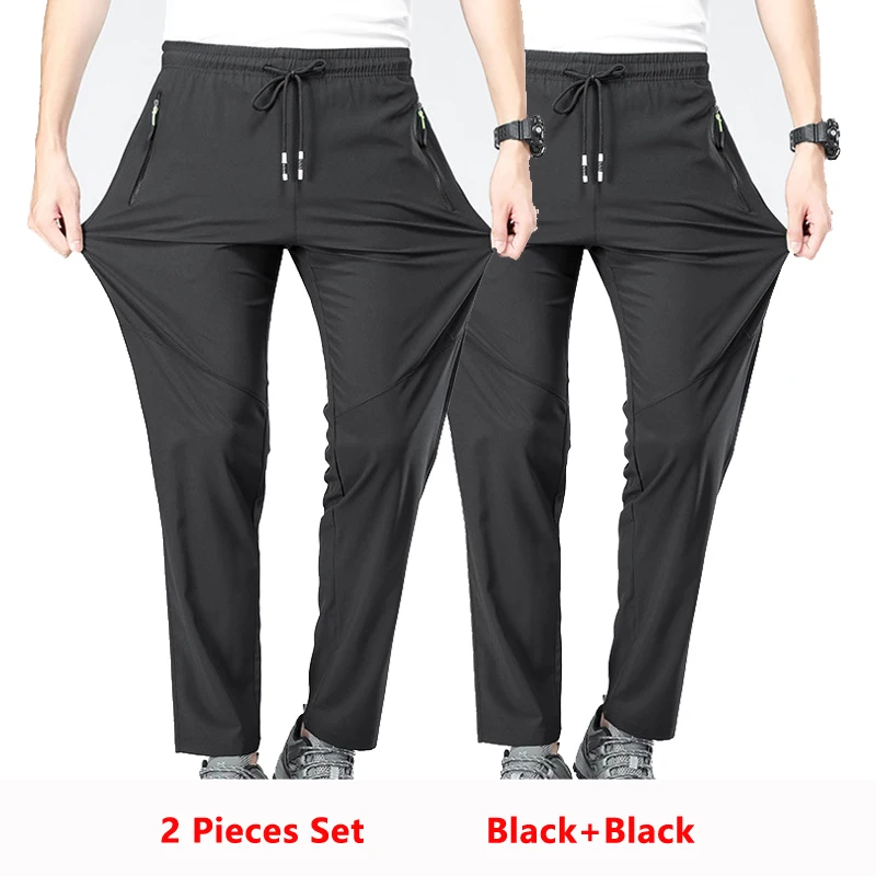 2-teiliges Set Jogging-Laufhosen für Herren, Fitness-Trainingshose, Dünn, Atmungsaktiv, Schnelltrocknend, für Sommer und Frühling, Outdoor-Sporthose