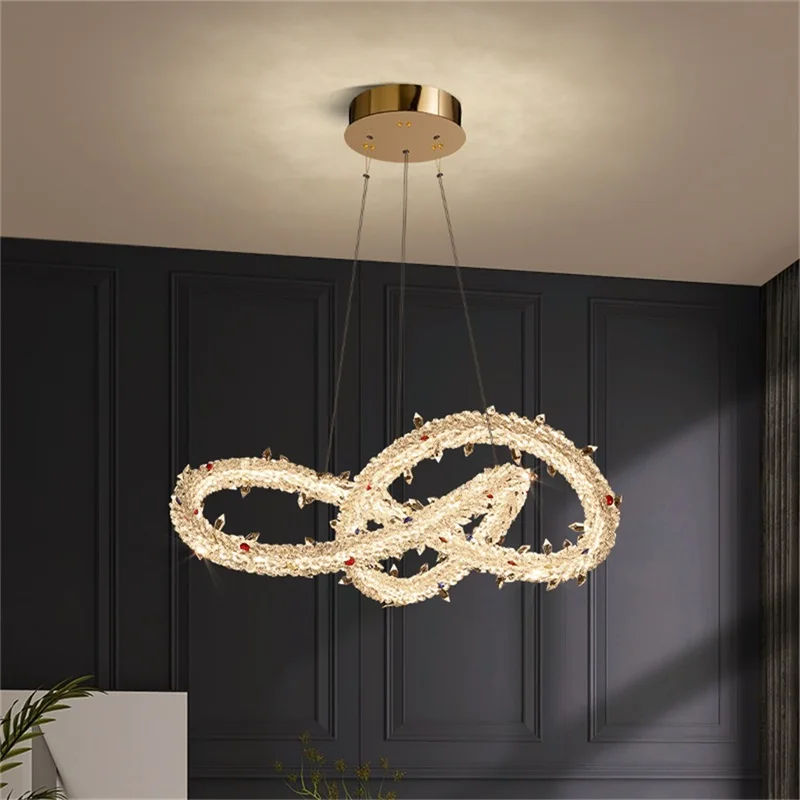 TYLA Luminária pendente moderna criativa dourada lustre de luxo LED luminárias de cristal para sala de estar e quarto