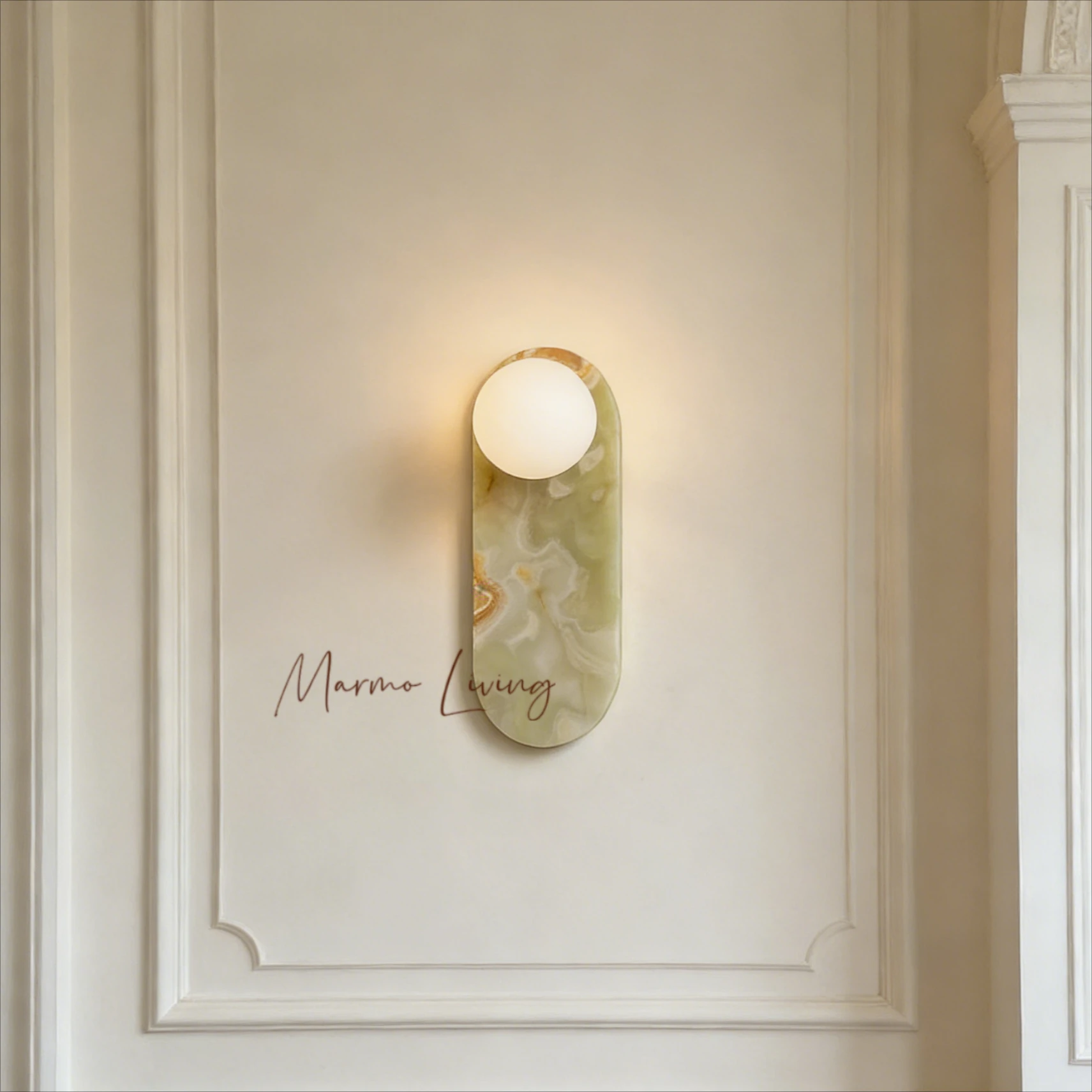

French Wabi Sabi Style Natural Marble Wall Lamp Luxury Stone Living Room Corridor Light for Villa
