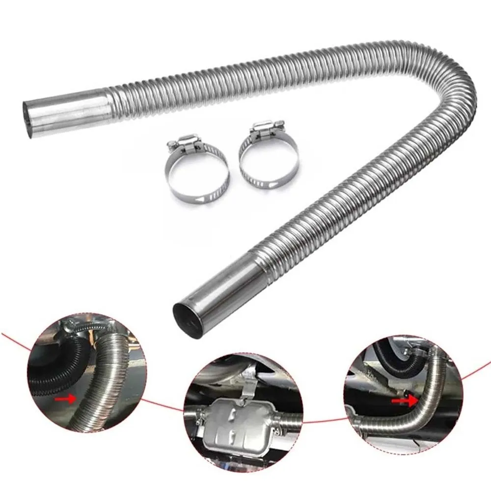 24mm Dieselheizungs-Auspuffrohr, 300cm Edelstahl-Auspuffrohre mit Schalldämpfer und Schlauchklemmen, flexibles Auto-Auspuffrohr – Detail 7