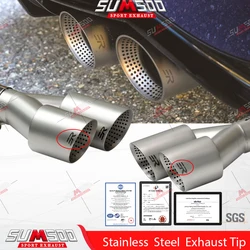 ER 1 Pcs Double Matte Stainless Steel Car Muffler Tip Exhaust Tip System Pipe Universal Exhaust Tip V Type  Nozzle