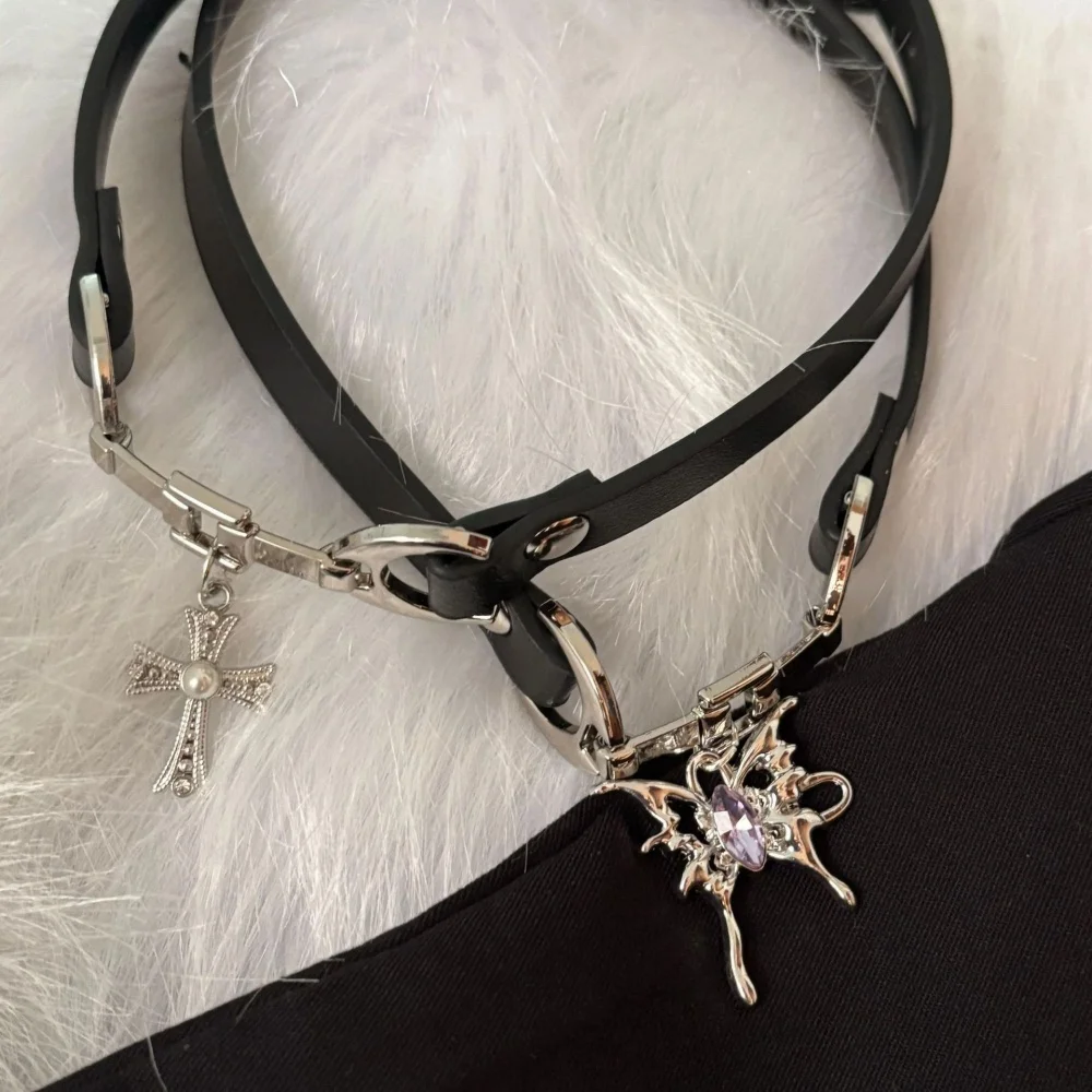 Y2K سحر بو الجلود مثير المختنق خمر القلائد للنساء التوابل الفتيات القوطي مجوهرات اكسسوارات هدية