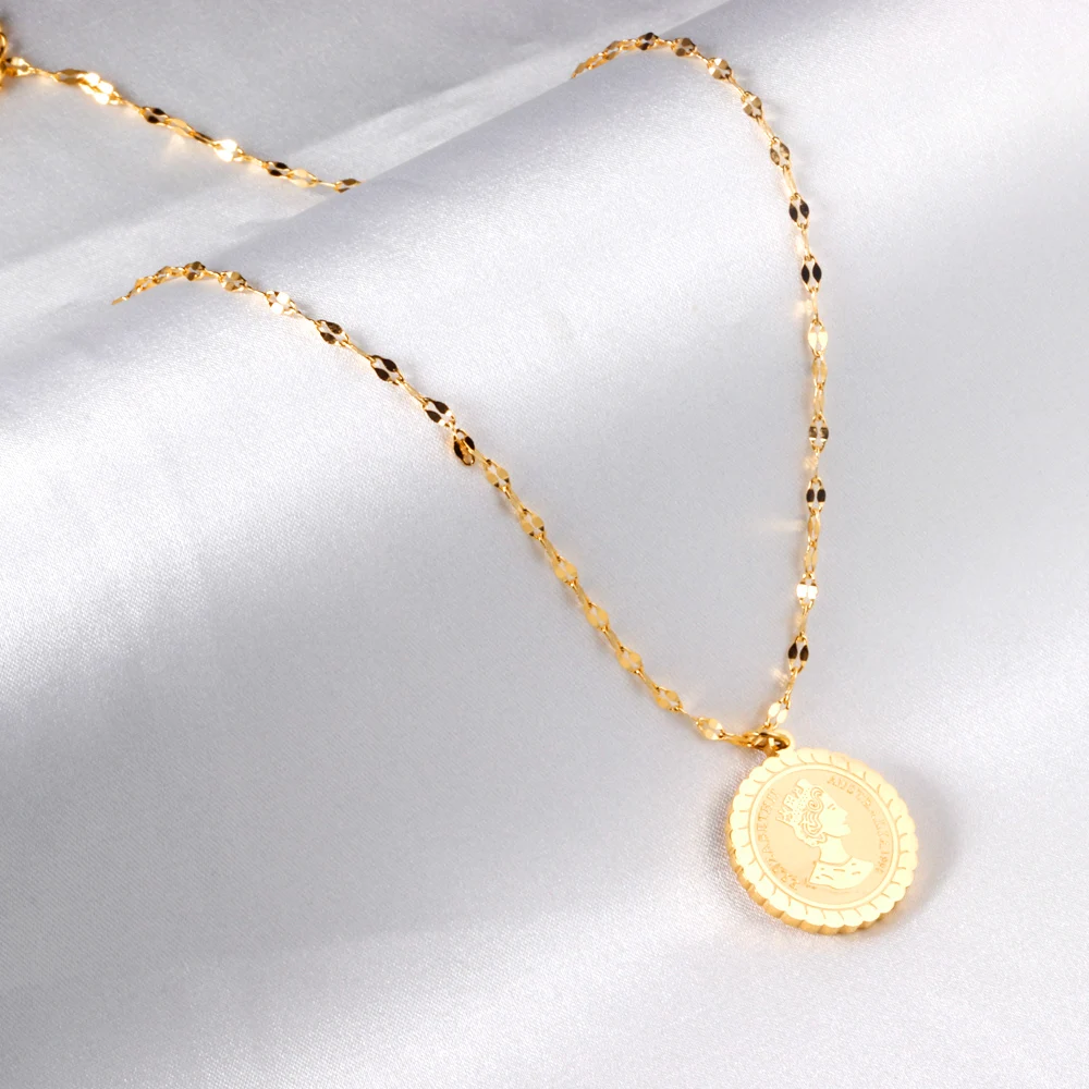 LUXUSTEEL Lucky Star Virgin Mary Men Stainless Steel Necklace Religious Style Women\'s Prayer Amulet Jewelry Arabic Classic Gift