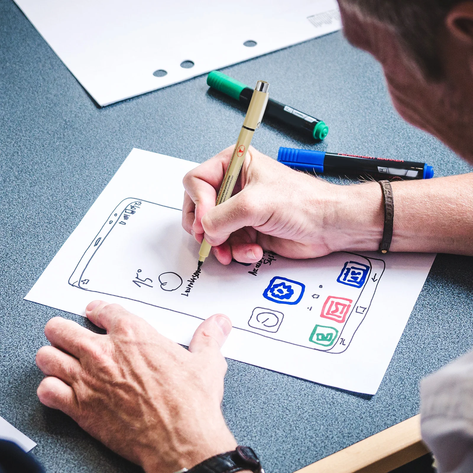 

12Pcs Waterproof Professional Drawing Pens Multi-Function Pens for Sketching Journaling Note Taking Art Supplies