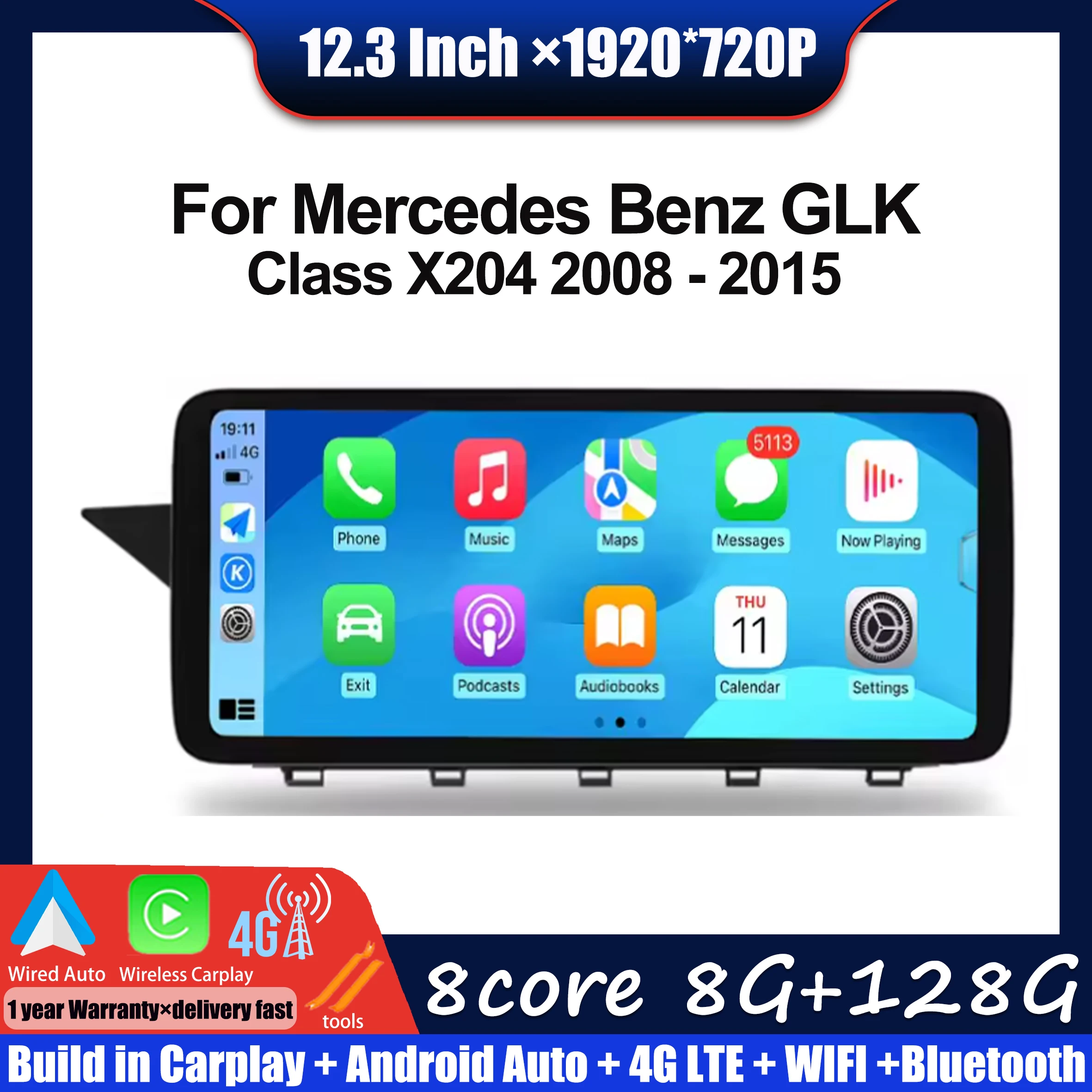 

For Mercedes Benz GLK Class X204 2008 - 2015 NTG 4.0 4.5 System 12.3'' Android 14 Car Radio Multimedia Player HD Touch Screen