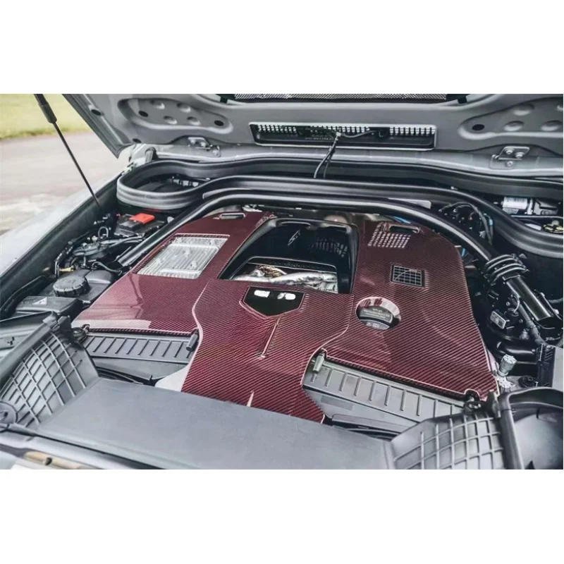 

For Mercedes-Benz W464 G63 G500 G900 Rocket Style Red Dry Carbon Fiber Engine Cover Frame