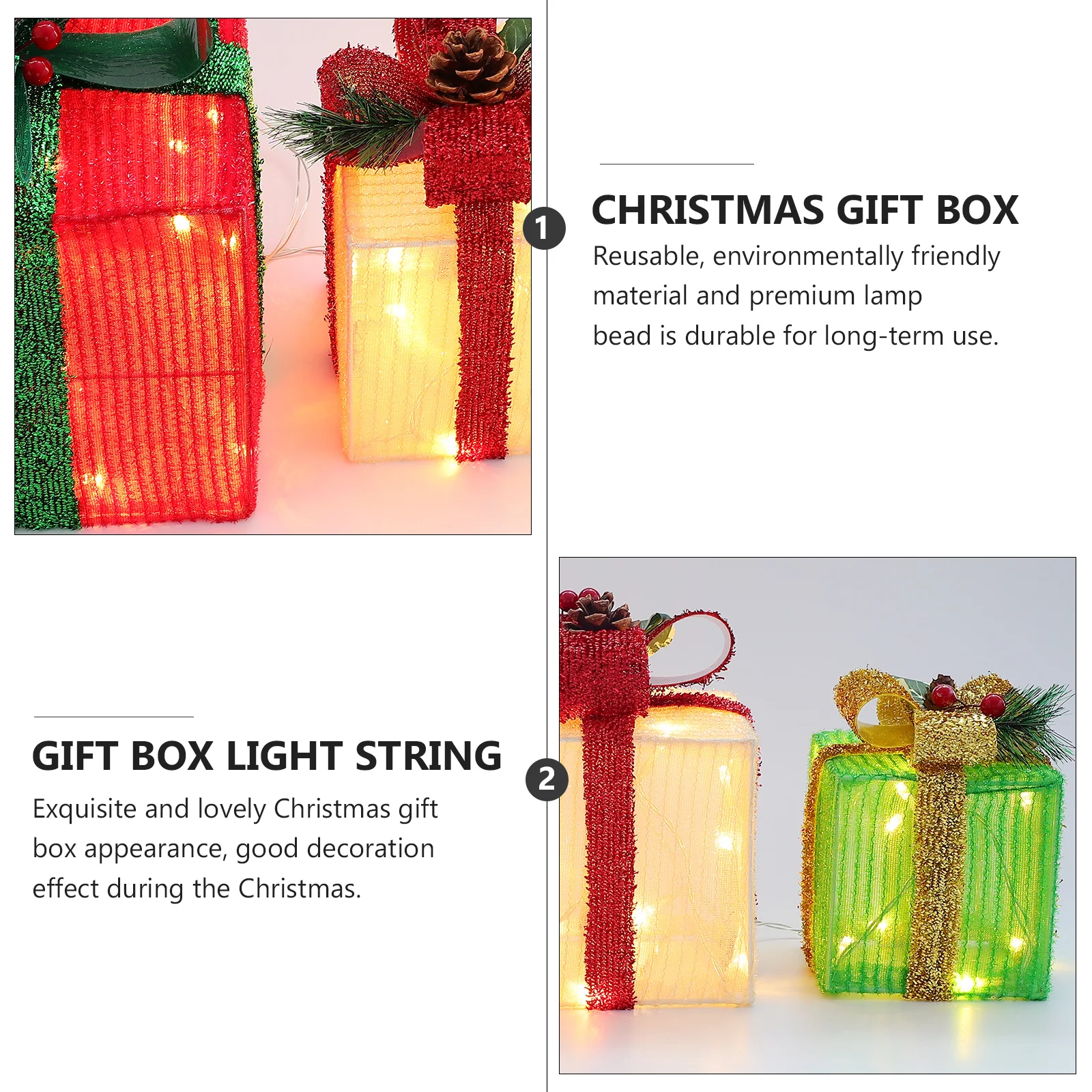 عيد الميلاد سلسلة أضواء الزخرفية مجموعة 3 علب الهدايا LED عيد الميلاد مصباح سلاسل الإضاءة جو إبداعي عيد الميلاد مهرجان ديكور الحفلات