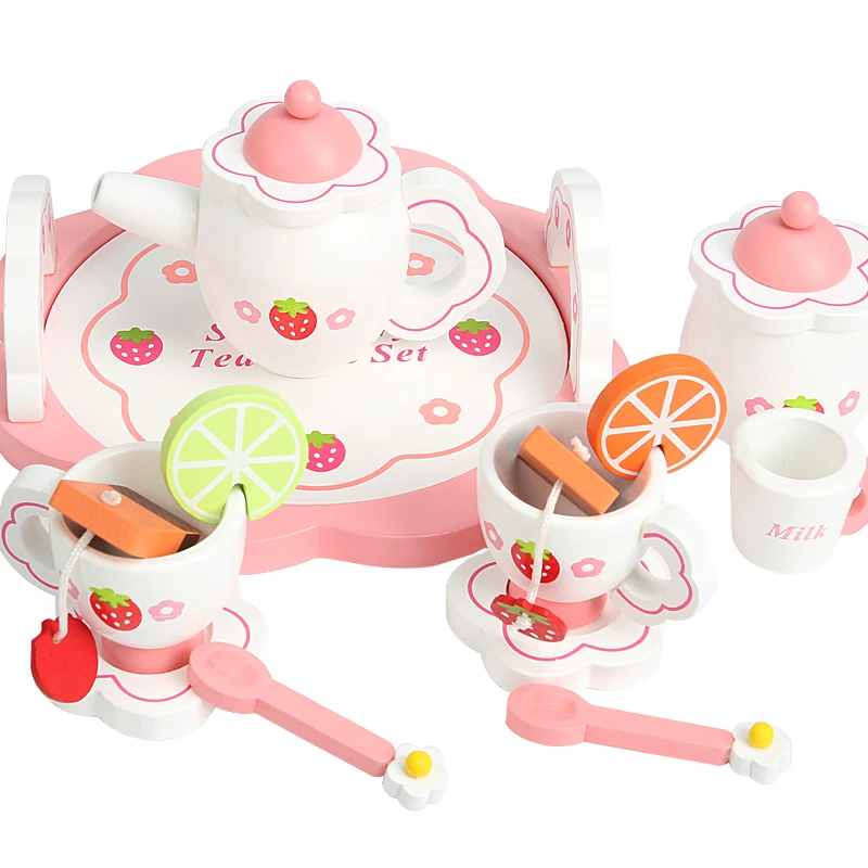 Houten Afternoontea Set Speelgoed Alsof Speel Eten Leren Rollenspel Vroeg Educatief Speelgoed Voor Peuters Meisjes Jongens Kids Cadeaus