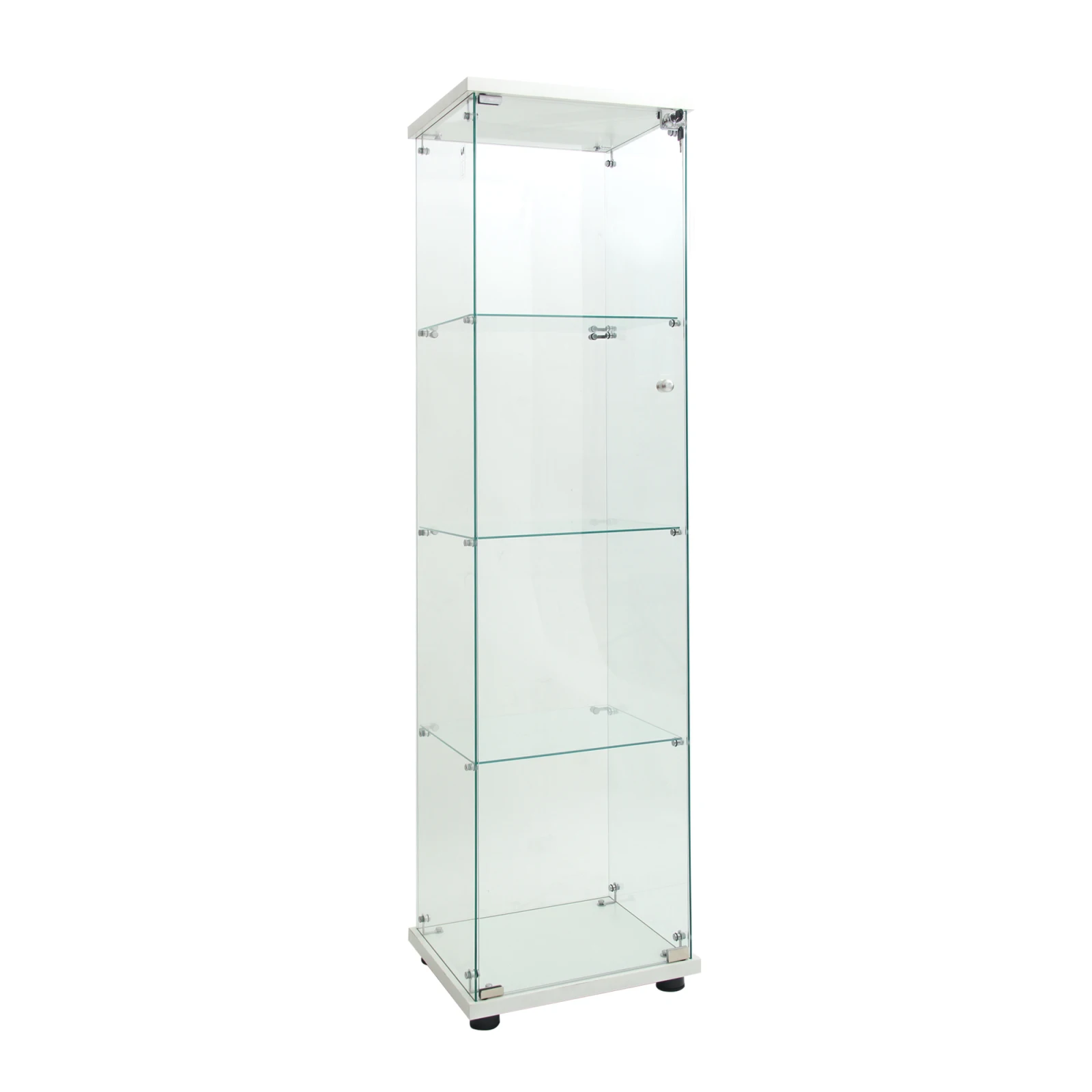 Rosahqnda glazen vitrinekast met LED-verlichting, met 4 planken en 2 deuren, 80,49x36,49x163,9cm, zwart