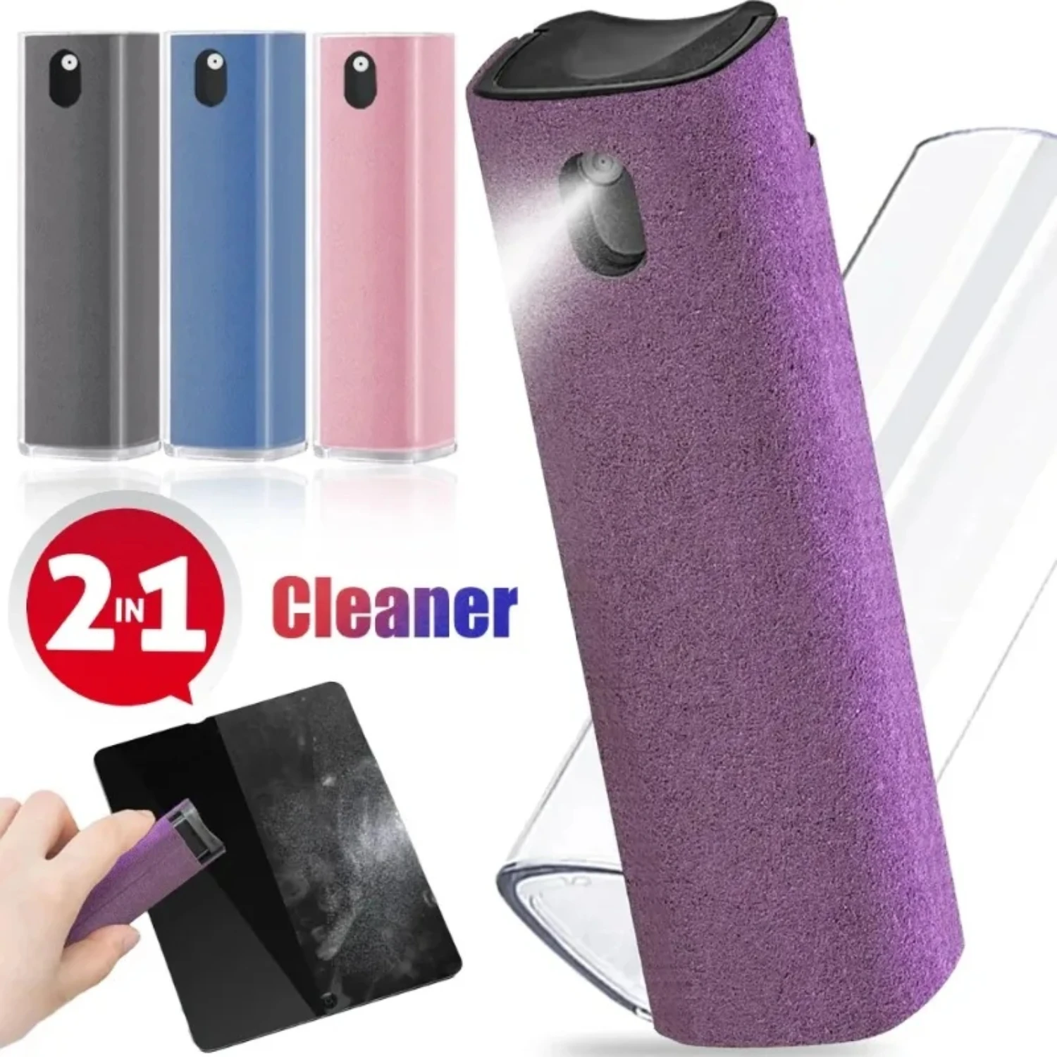 

Cleaner Spray with Wipe Tablet Computer Mobile Phone Dust Removal Cleaning Tool Multifunction Microfiber Spray Bottle