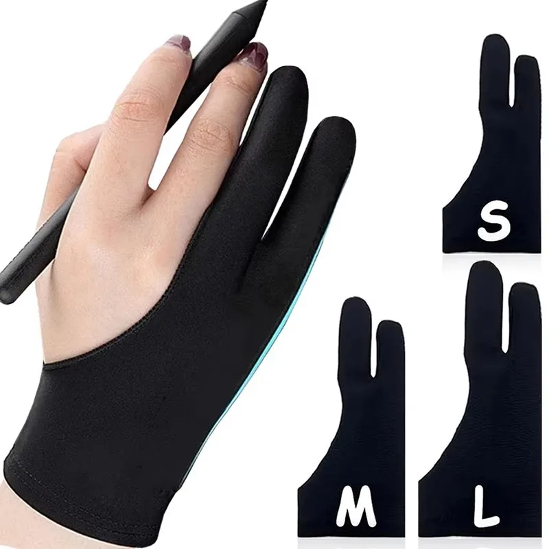 Two-Fingers Anti-touch Painting Glove For Drawing Tablet Right and Left Glove Anti-Fouling For iPad Screen Board 1-4pcs