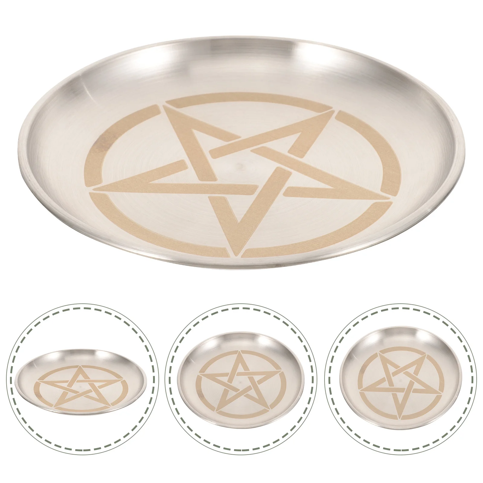 

Pentagram Pattern Metal Storage Plate Multipurpose Altar Tray Decorative Jewelry Organizer Pentagram Plate