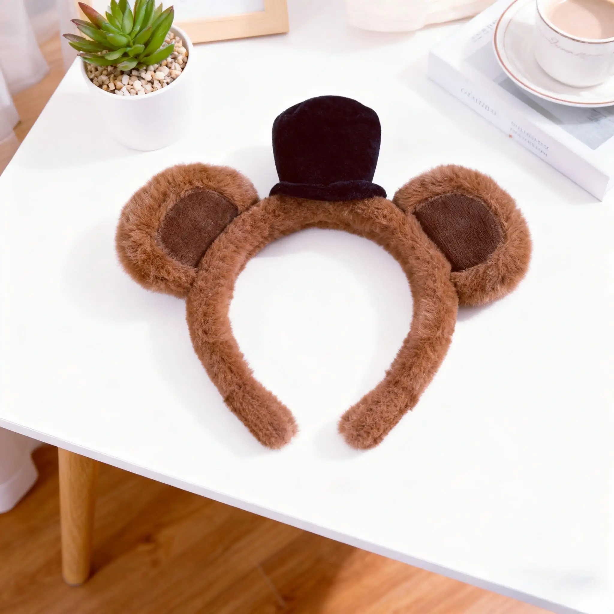

Обруч для волос с мультяшными медвежьими ушками, плюшевая милая пушистая повязка для волос для женщин, мытье лица, макияж, карнавальный костюм, повязка на голову, аксессуары для волос