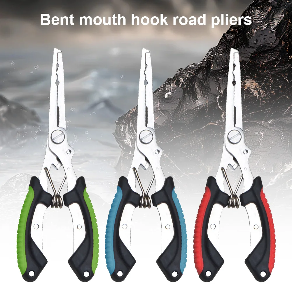

Stainless Steel Bending Nose Fishing Pliers Open-End Fish Hook Remover Anti-slip Fishing Braided Line Cutter Scissors