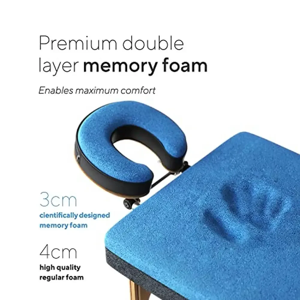 Premium Memory Foam Portable Massage Table Travel Case Adjustable Height Washable Sheets Storage Pocket Arm Rest- Ideal Gift