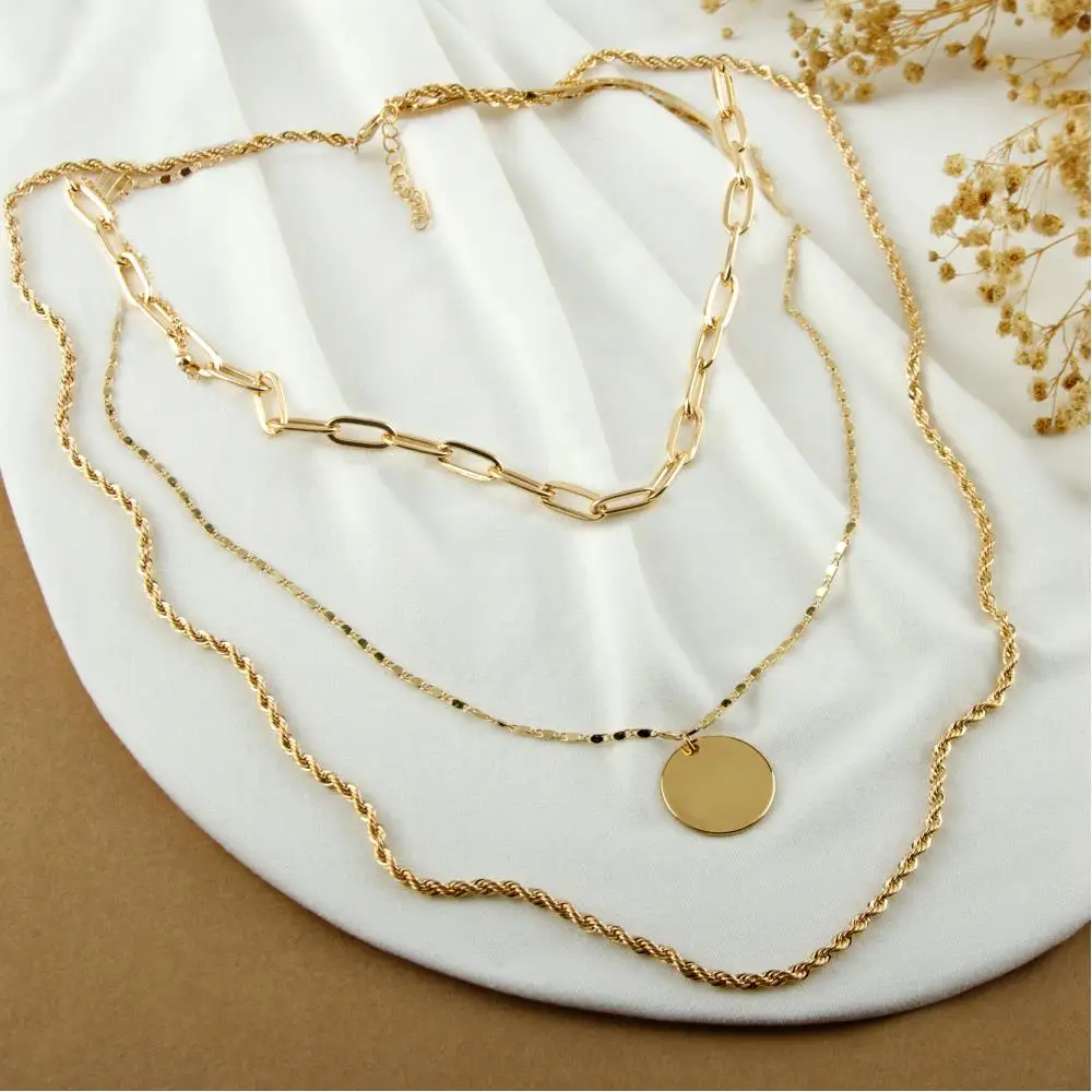 Blank Figured Chain Lux Kombinli Necklace