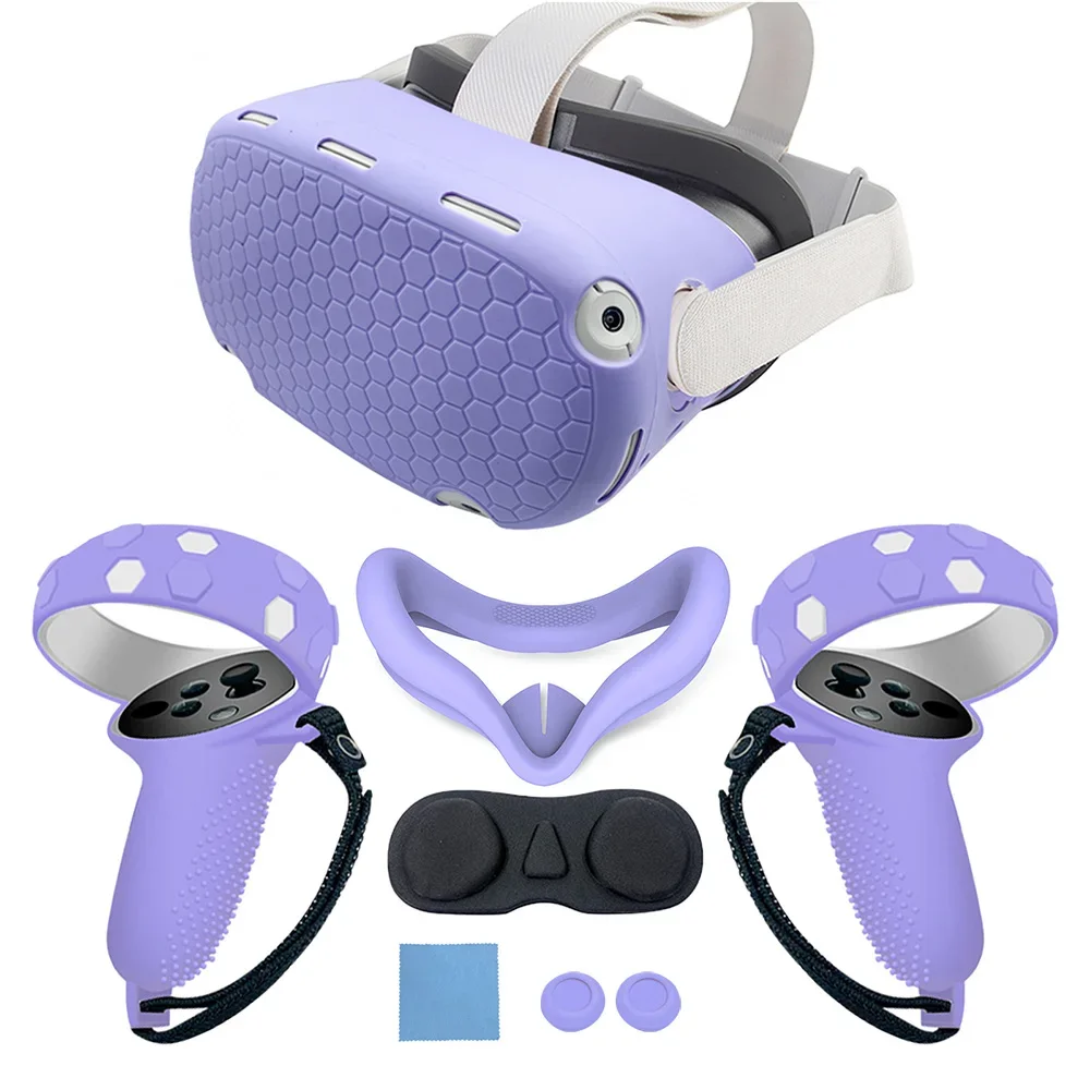 FOR Oculus Quest 2 Silicone Cover Kit VR Touch Controller Shell Lens Rod Cap Handle Grip Protective Case For Quest2 Accessories