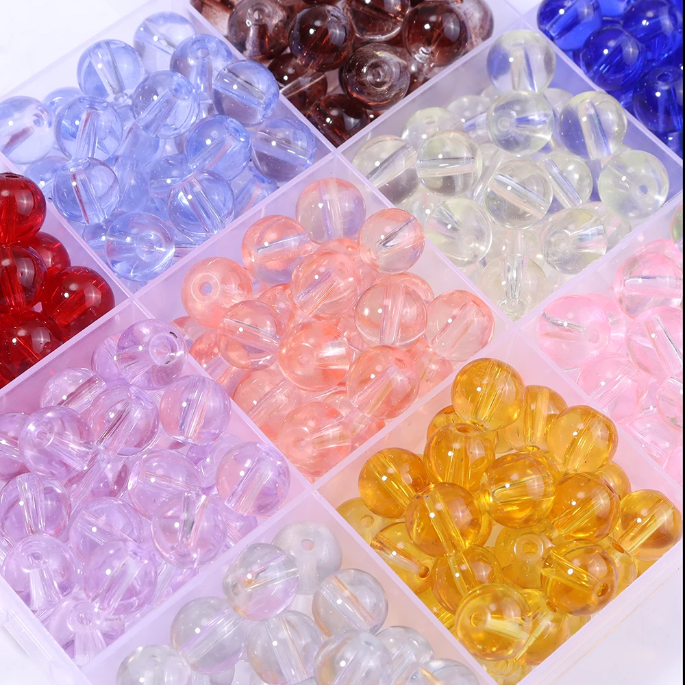 50 teile/los Runde Glas Perlen 8mm Transparente Farbe Perlen Lose Spacer Perlen Für DIY Schmuck Machen Armband Halskette Zubehör