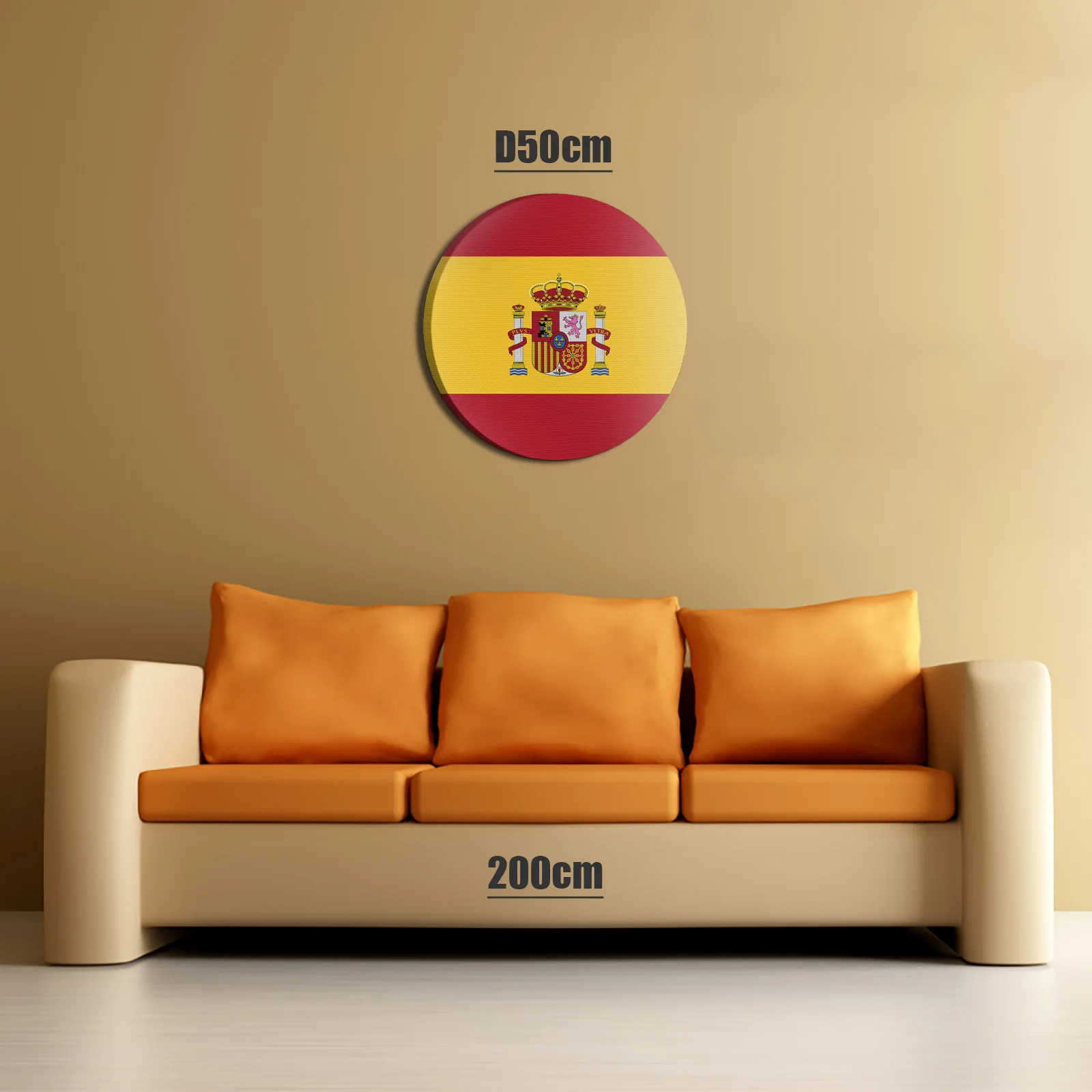 Spain Country National Flag Abstract Canvas Painting Wall Art Decoration Living Room Home Decor Modern Round Picture Bedroom