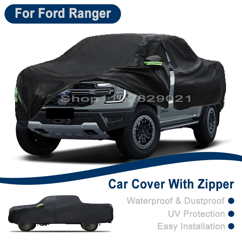 

Outdoor Full Vehicle Cover For Ford Ranger - Side Zipper Design, Waterproof Dustproof Sun Protection Car Cover