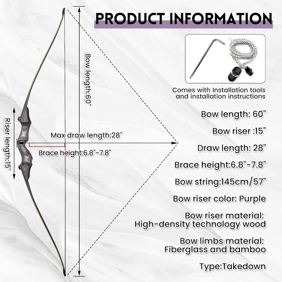 الرماية انهاء الخدمة Longbow 60 بوصة 20lbs60lbs اليد اليمنى التقليدية الخشب الصيد الانحناء لممارسة الرماية الهدف