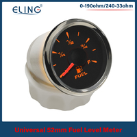 ELING Universal Waterproof 52mm Fuel Level Gauge 0-190ohm 240-33ohm Signal Adjustable with 8 Colors Backlight Fit Car Boat Yacht