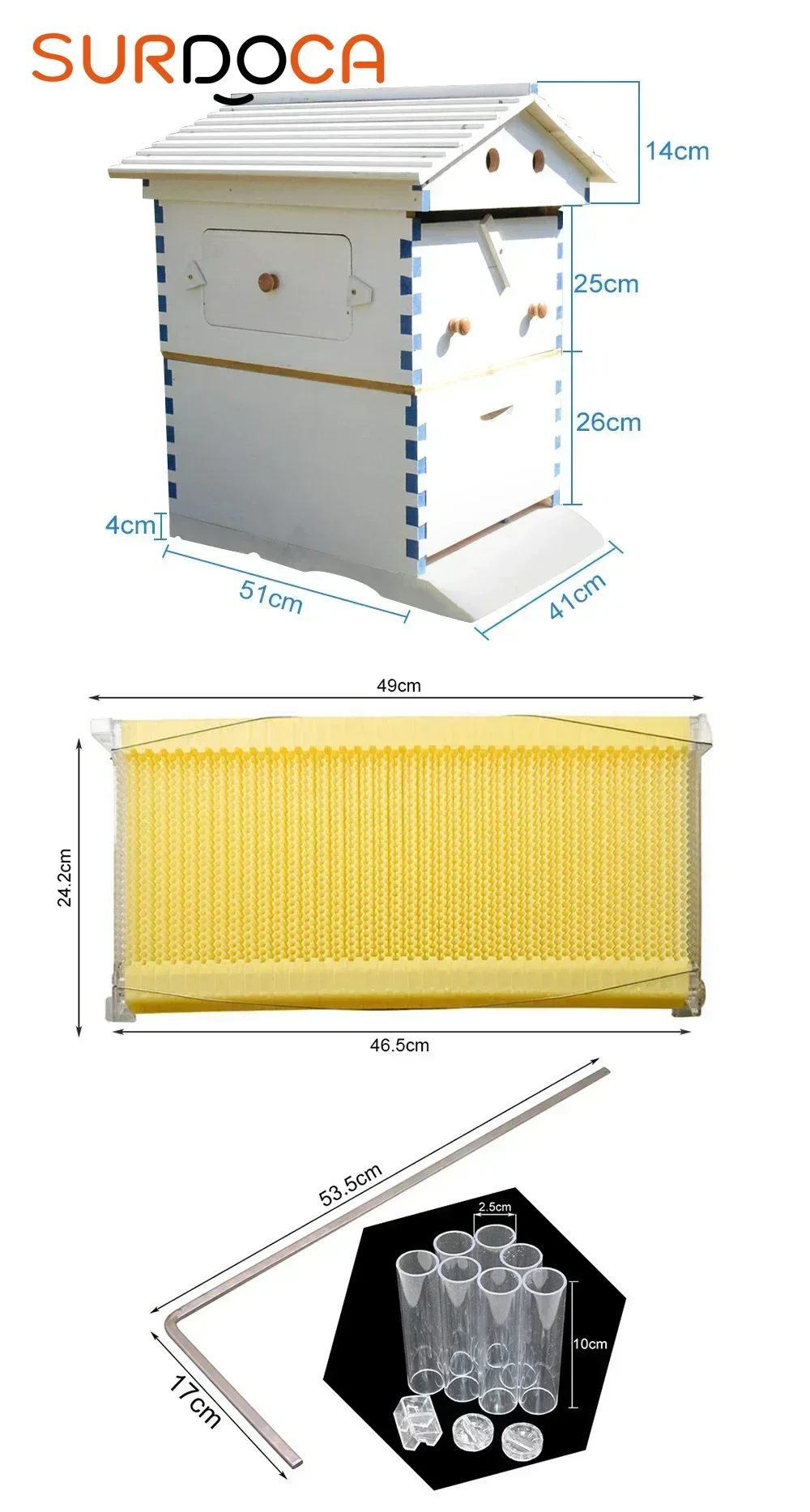 Wooden Automatic Self-Flowing Beehive 7 Auto Frames Set Bee Hive Supplies Beekeeping Material Apiculture Chinese Painted