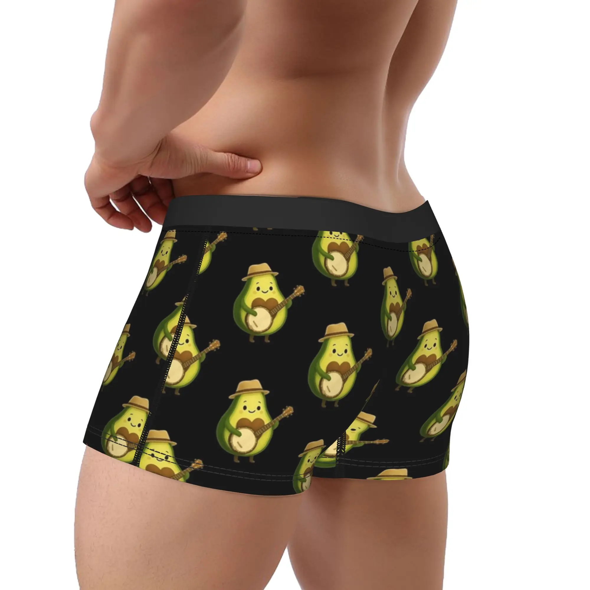 Albert Avocado playing the Banjo Underwear  Comfortable Underpants Printed Boxer Brief For Males Pouch Large Size Trunk