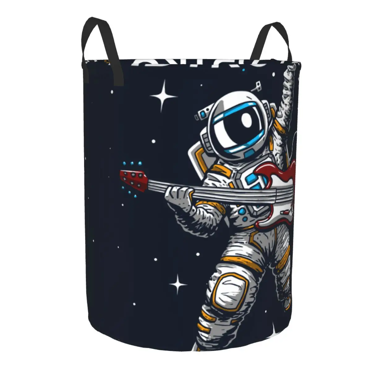 Laundry Basket Crazy Astronaut Playing Guitar Slogan Cloth Folding Dirty Clothes Toys Storage Bucket Household Storage Basket