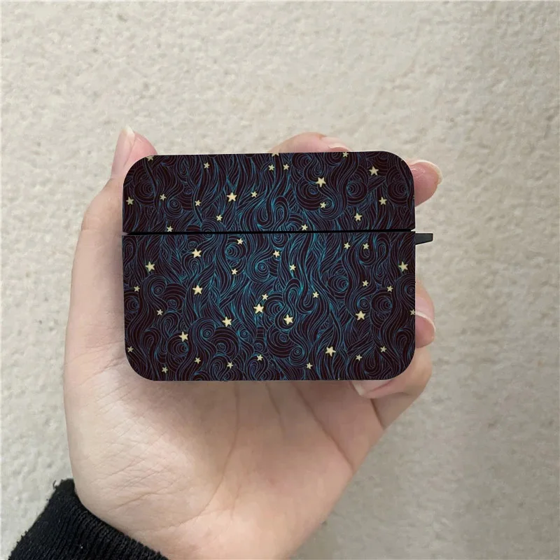 Starry Sky and Stars AirPods Case Black Wireless Bluetooth Earphone Case for Apple Airpods 1 2 3 Pro 2 Protective Case