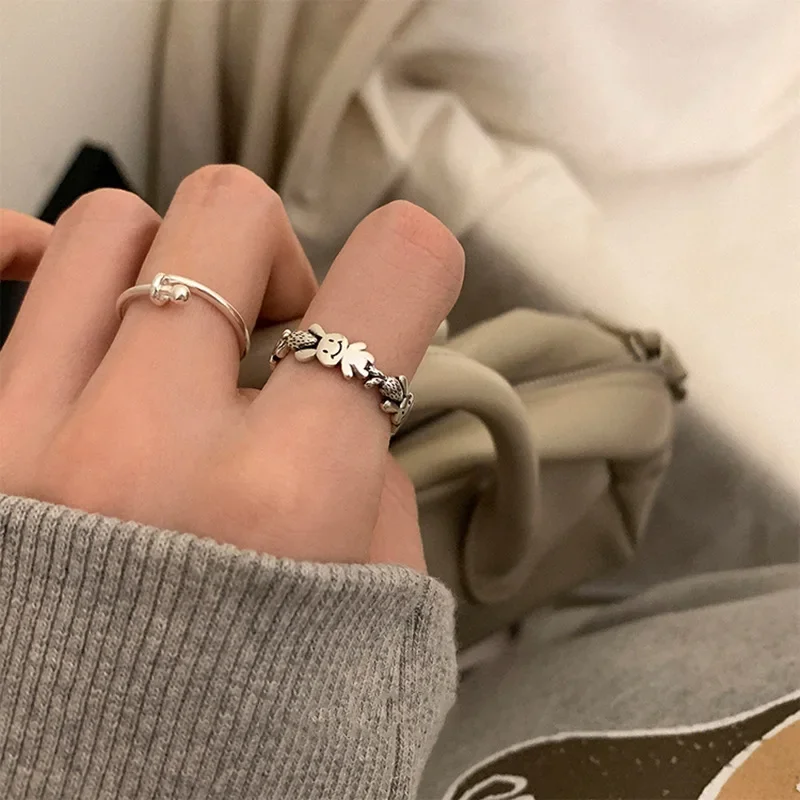 Minimalist 925 Sterling Silver Zodiac Cute Rabbit Carrot Opening Ring Adjustable for Women Personality Trendy Jewelry Gift