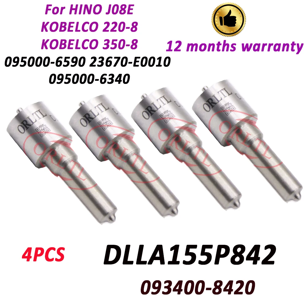 

4 Pieces DLLA155P842 Diesel Nozzle 093400-8420 Auto Injector Spray Nozzle Set DLLA 155P 842 for KOBELCO 095000-6590 HINO J08E