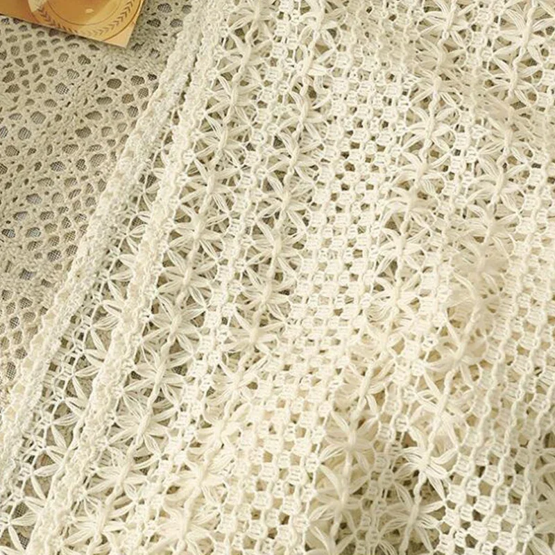 

1yard Polyester Cotton Hollow Knitted Lace Fabric Knitting Hook Flower Clothing Accessories Handmade DIY Sewing Lace Cloth
