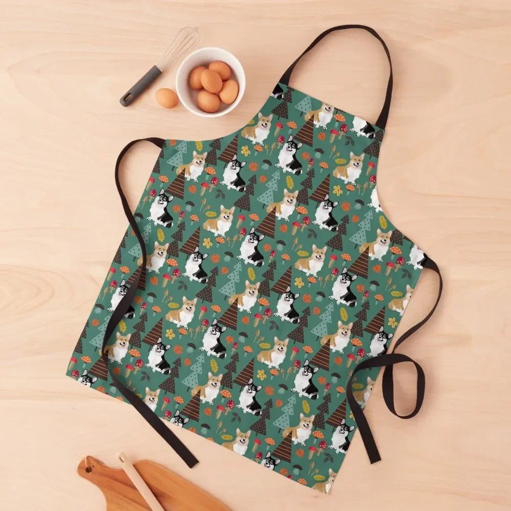 

Corgis In Fall Forest - Dark Teal Apron christmas 2025 esthetician Cleaning Products For Home Ladies Apron