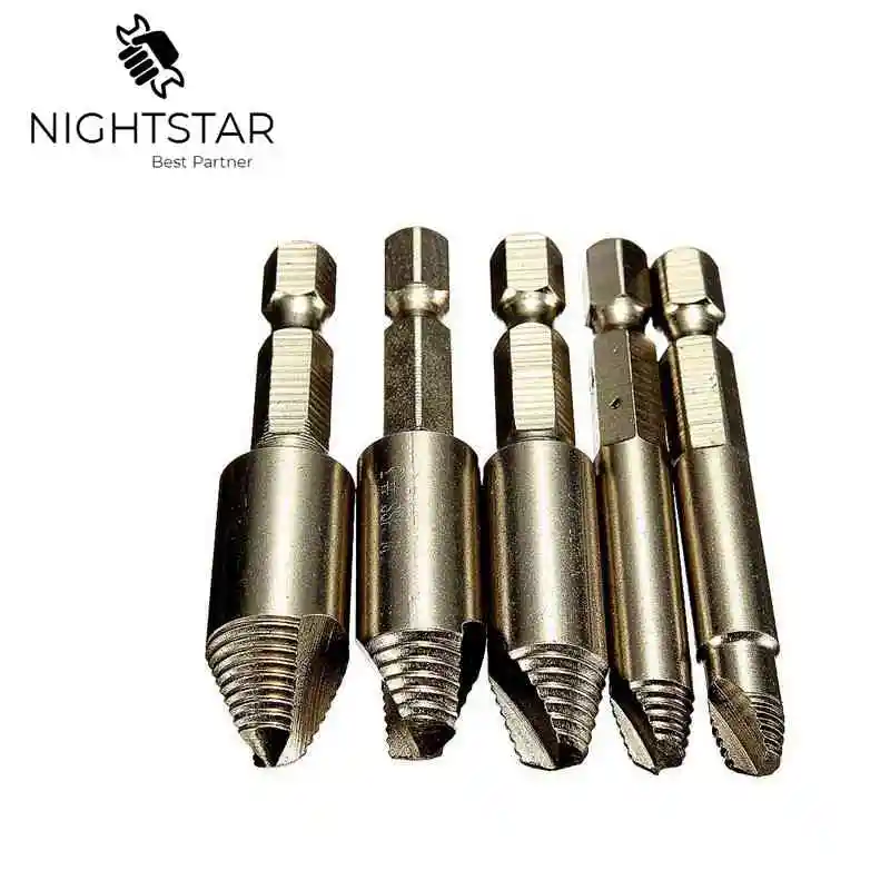 5Pcs Screw Stud Bolt Easy Extractor Remover Drill Tool Drill Bit 1/4 Hex Shank Extractor Drill Bit Easy Take Out