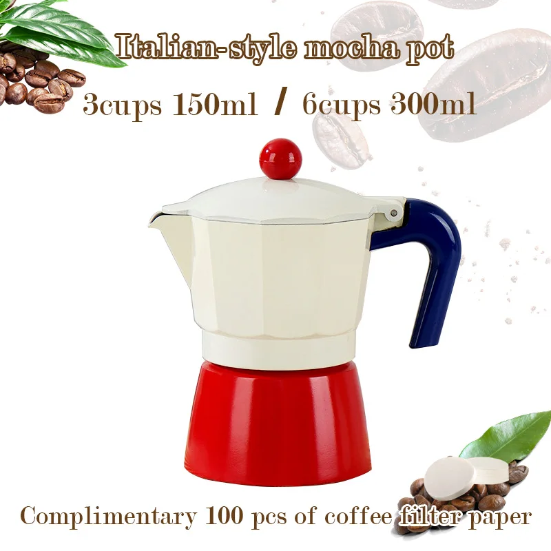 Olla de café expreso italiana, cafetera cubana, cafetera griega, cafetera de mocha, 3 tazas, 6 tazas, material de aluminio para viajes al aire libre