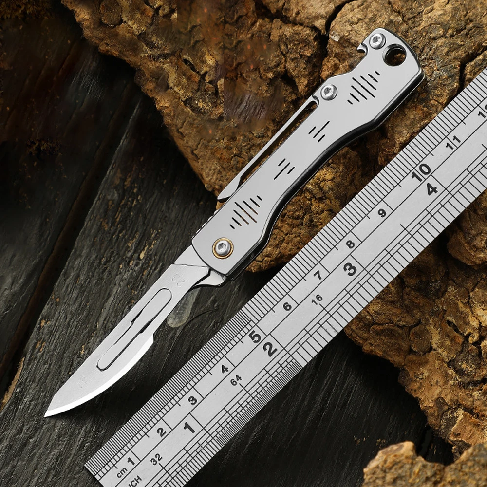 Çok fonksiyonlu Katlanır Bıçak EDC Çakı Anahtarlık Kolye Maket Bıçakları Açık Survival Kurtarma Aracı Değiştirilebilir Bıçak