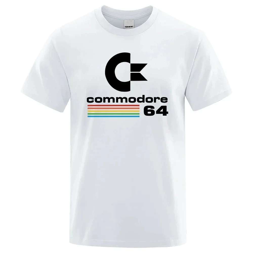 2024 Summer Men's T-Shirt Commodore 64 Print T Shirt Loose and Comfortable Streetwear Cotton Oversized Tee Shirt Men Clothes