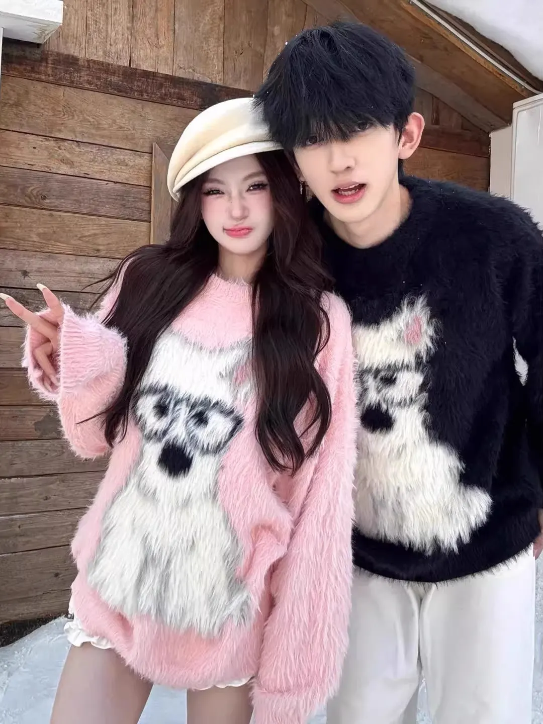 

Мягкий вязаный свитер с милым собачьим принтом из искусственного меха для пар, осенне-зимний, теплый, повседневный, с длинными рукавами, для мужчин и женщин