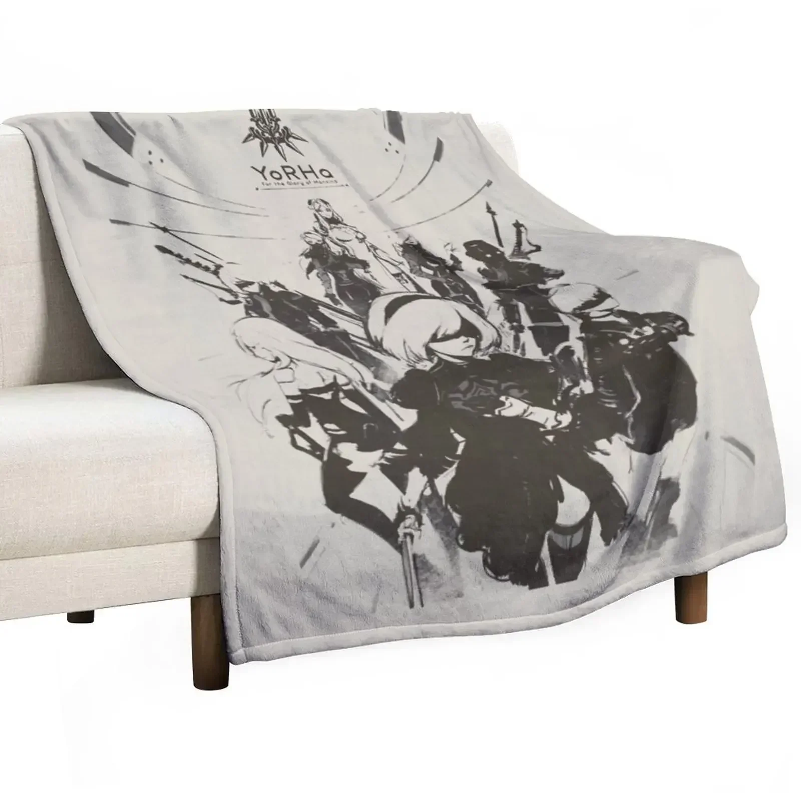 Nier Automata Collage Yorha Throw Blanket Bed covers Hairy Beach Blankets