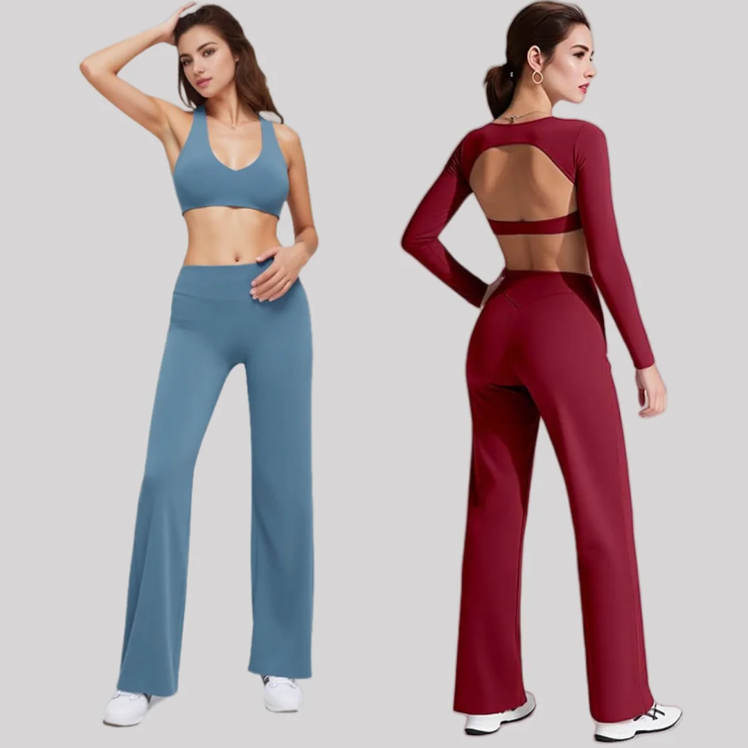 

Комплект для йоги телесного цвета для фитнеса, персикового цвета, сексуальный, с открытой спиной, обтягивающий костюм для йоги для женщин, спортивный бюстгальтер для бега на открытом воздухе, комплект брюк