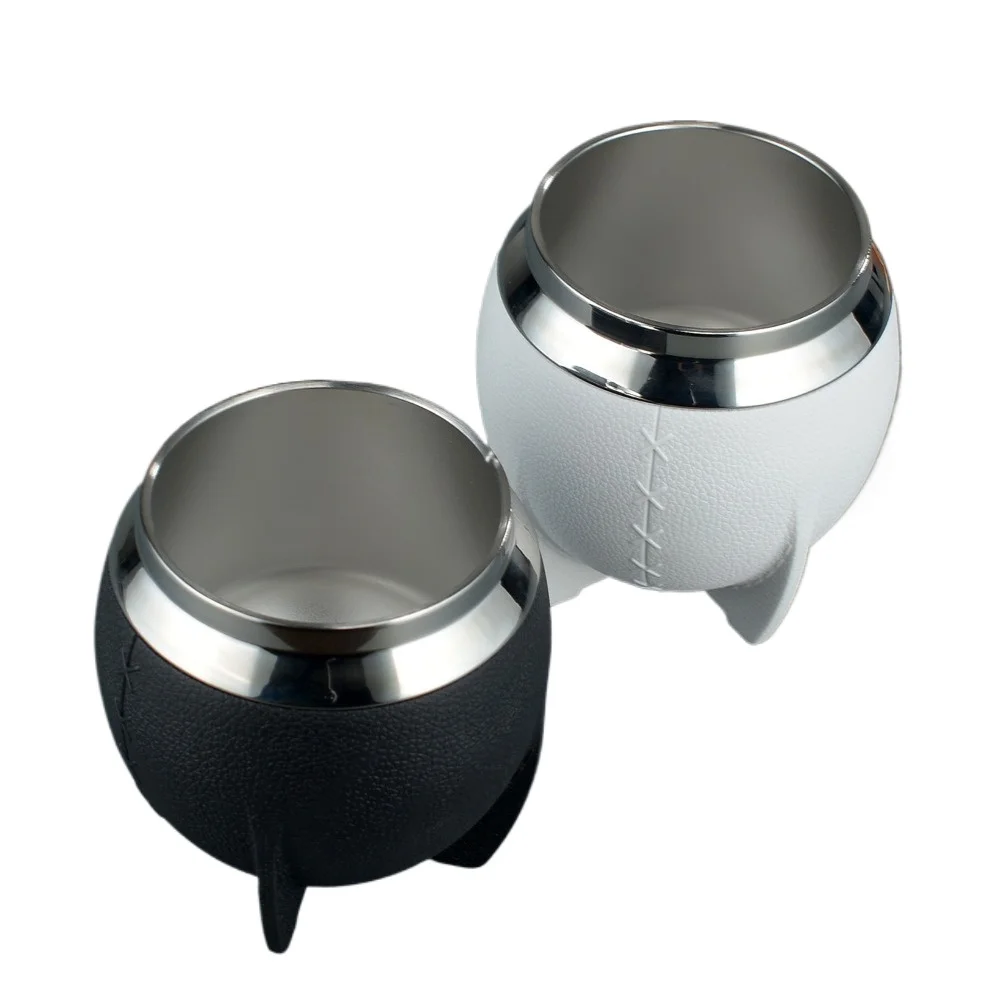 Taza de té Mate de doble capa con cubierta de aspecto similar a cuero de acero inoxidable, taza de agua creativa de moda