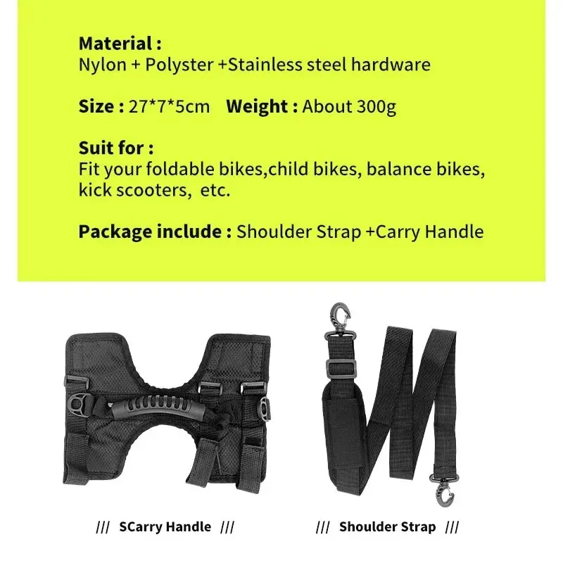 RRSKIT Folding Bicycle Carrier Handle Hand Grip For Brompton Cycling Bike Frame Carry Shoulder Strap Bicycle Accessories