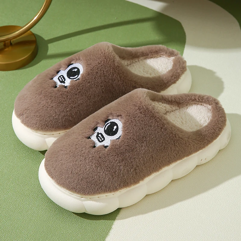 2024 New Vogue Couple Winter Soft Cosy Non-slip Indoor Slides Mule Warm Fluffy Slippers For Men Women Home Casual Cotton Shoes