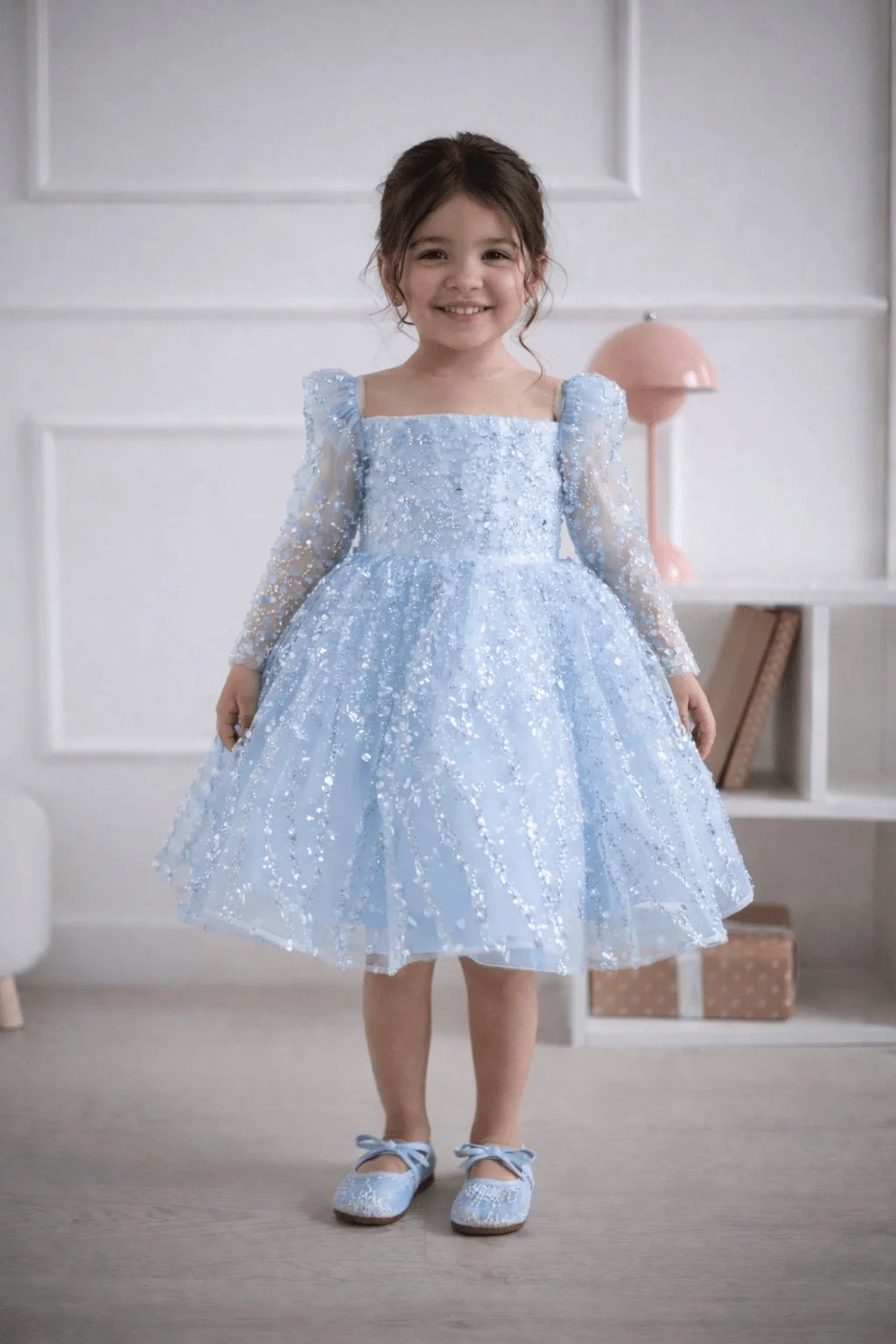

Sequin Mesh Long Sleeve Birthday Party Dress Baby Girl Long Sleeve Sparkling Glitter Baby Pong Beautiful Birthday Princes