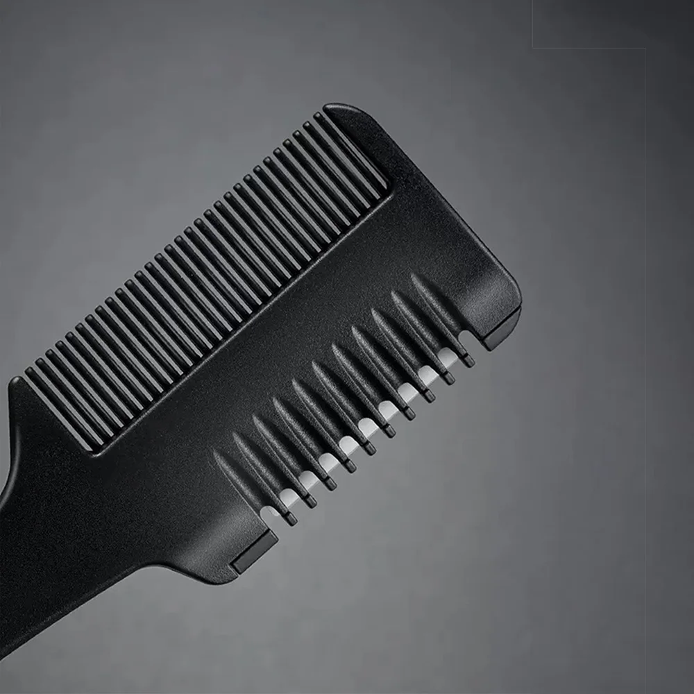 Hair Cutting Comb Black Handle Hair Brushes with Razor Blades Barber Scissors Hair Salon Thinning Hairdressing DIY Styling Tools